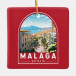 Ornamento De Cerâmica Vintage de Viagem de Espanha da Málaga<br><div class="desc">Design de viagem de vetor retrô de Málaga. Escondida ao longo das margens do sul da Espanha,  beijadas ao sol,  Málaga acena os viajantes com sua cativante mistura de história rica,  cultura vibrante e beleza natural impressionante.</div>