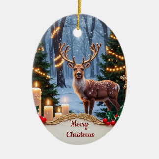 Ornamento De Cerâmica Vintage Deer Holiday Ornament