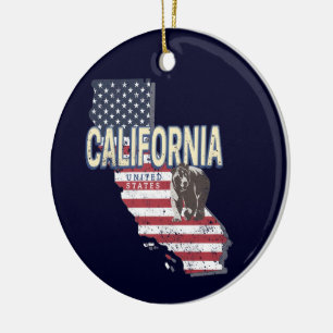 Ornamento De Cerâmica Vintage do Mapa Retro Estadual dos Estados Unidos