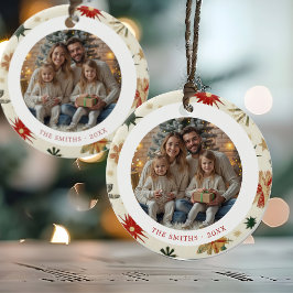 Ornamento De Cerâmica Vintage Dourado Flocos de Neve 2 Fotos