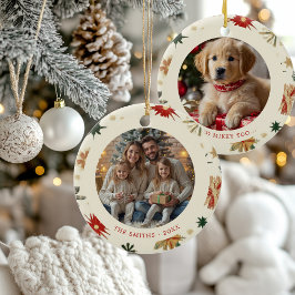 Ornamento De Cerâmica Vintage Dourado Snowflakes Família Natal 2 Fotos