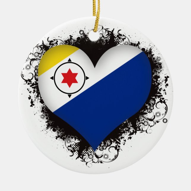 Ornamento De Cerâmica Vintage eu amo Bonaire (Frente)