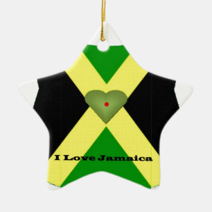 Ornamento De Cerâmica Vintage Eu Amo Jamaica: Bandeira do Patrimônio Cul