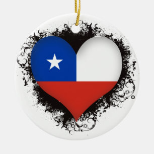 Ornamento De Cerâmica Vintage eu amo o Chile