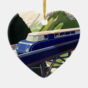 Ornamento De Cerâmica Vintage Europe Rail Viagem