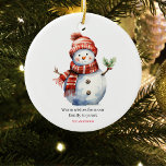 Ornamento De Cerâmica Vintage Felry Christmas & Snowmen<br><div class="desc">Celebrar a magia da época de férias com a nossa encantadora Vintage Feliz Natal e Cartão de Saudação de Neves Watercolor. Esta carta maravilhosamente desenhada captura a essência nostálgica do Natal com um toque de capricho.</div>