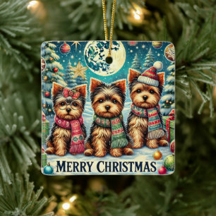 Ornamento De Cerâmica Vintage Felry Natal Terrier Yorskhire Yorkie