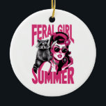 Ornamento De Cerâmica Vintage Feral Girl Summer Ogambm Funny Raccoon<br><div class="desc">Vintage Feral Girl Summer Ogambm Funny Raccoon</div>