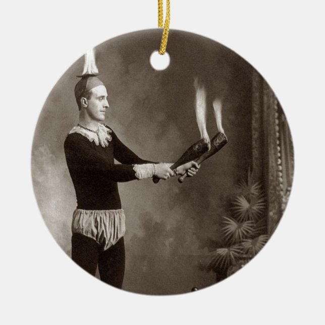Ornamento De Cerâmica Vintage Fire Juggler (Frente)