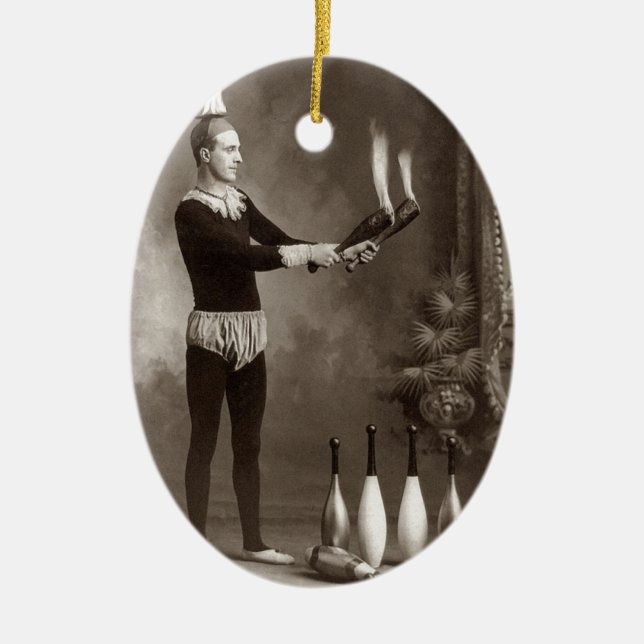 Ornamento De Cerâmica Vintage Fire Juggler (Frente)