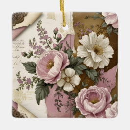 Ornamento De Cerâmica Vintage Floral - Ceramic Ornament