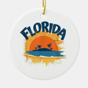 Ornamento De Cerâmica Vintage Florida Retro Tee Design Sunshine