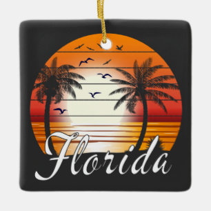 Ornamento De Cerâmica Vintage Florida USA Palm Trees Summer Beach