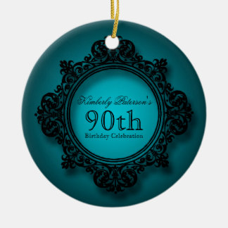 Ornamento De Cerâmica Vintage Frame 90 Birthday Personalised Ornament