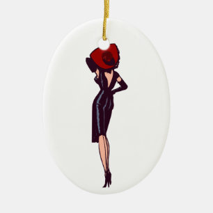 Ornamento De Cerâmica Vintage Glamor Girl Retro Pinup