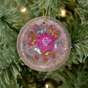 Ornamento De Cerâmica Vintage Glass Christmas Pink Jewel Elegance