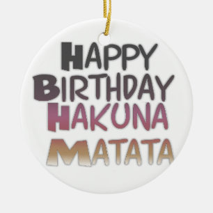 Ornamento De Cerâmica Vintage Happy Birthday Hakuna Matata Purple Inspir