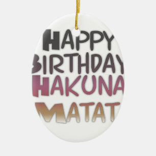 Ornamento De Cerâmica Vintage Happy Birthday Hakuna Matata Purple Inspir