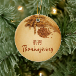 Ornamento De Cerâmica Vintage Happy Thankanding Wheat Corn