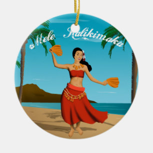 Ornamento De Cerâmica Vintage havaiano Mele Kalikimaka customizável