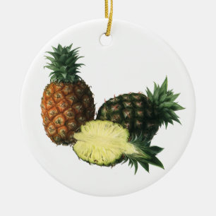 Ornamento De Cerâmica Vintage Hawaiian Pineapple, Organic Comida Fruta