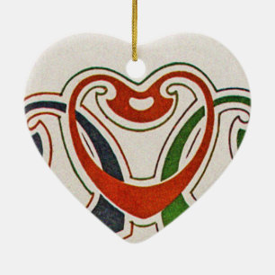 Ornamento De Cerâmica Vintage Heart de Mucha