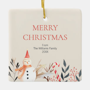 Ornamento De Cerâmica Vintage Holiday Snowman Natal