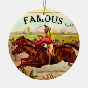 Ornamento De Cerâmica Vintage Horse Racing Thrill of the Race