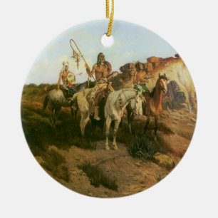 Ornamento De Cerâmica Vintage Indians, Prowlers of the Prairie, Seltzer,