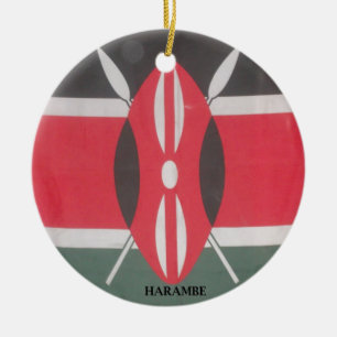 Ornamento De Cerâmica Vintage Kenya Flag Harambe Design