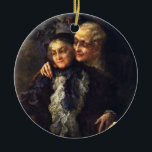 Ornamento De Cerâmica Vintage Love and Romance, Arte Romântica Vitoriana<br><div class="desc">Ilustração antiga,  pintura romântica e amor de arte com um casal idoso apaixonado se abraçando à luz da lua. Artista: Malcolm Fraser,  1915.</div>