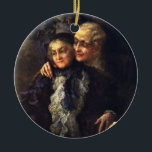 Ornamento De Cerâmica Vintage Love and Romance, Arte Romântica Vitoriana<br><div class="desc">Ilustração antiga,  pintura romântica e amor de arte com um casal idoso apaixonado se abraçando à luz da lua. Artista: Malcolm Fraser,  1915.</div>