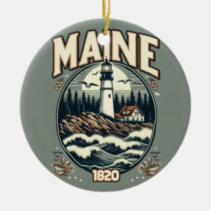 Ornamento De Cerâmica Vintage Maine Lighthouse