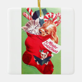 Ornamento De Cerâmica Vintage Meio século Belo Bebê Cachorro