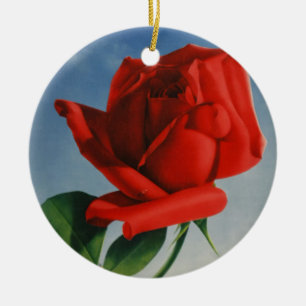 Ornamento De Cerâmica Vintage MONux Rosa vermelha Suiça em Genebra Lake