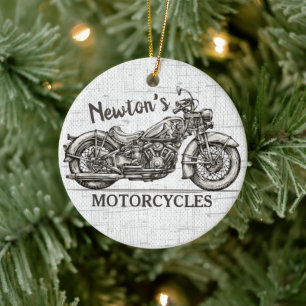 Ornamento De Cerâmica Vintage Motorcycle Personalized NAME Garage