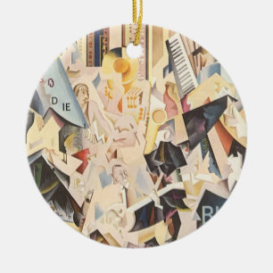 Ornamento De Cerâmica Vintage Music, Art Deco Jazz, Rhapsody em Azul