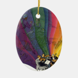 Ornamento De Cerâmica Vintage Music Rainbow, Casal vitoriano dançando