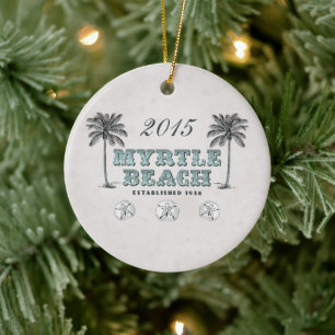 Ornamento De Cerâmica Vintage Myrtle Beach Carolina do Sul Personalizada