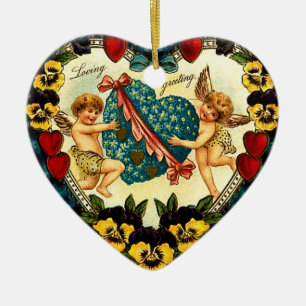 Ornamento De Cerâmica Vintage Namorados Heart