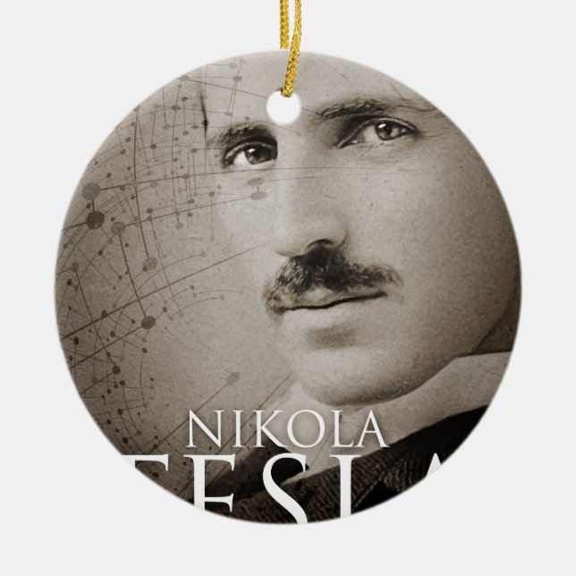 Ornamento De Cerâmica Vintage Nikola Tesla (Frente)