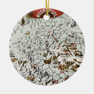 Ornamento De Cerâmica Vintage North Pole Old Antique Map World