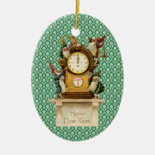 Ornamento De Cerâmica Vintage-Novos Anos-Gnomos