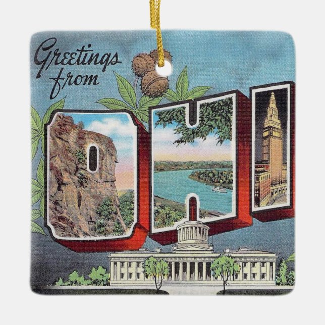 Ornamento De Cerâmica Vintage Ohio (Frente)