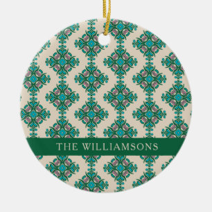 Ornamento De Cerâmica Vintage Ornamentado Art Nouveau Green Personalizad