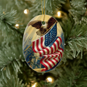 Ornamento De Cerâmica Vintage Patriotismo, Patriótica Águia Americana Ba