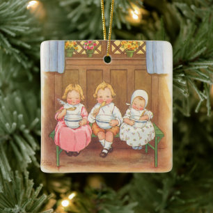 Ornamento De Cerâmica Vintage Pease Porridge Hot Childreny Nursery Rhyme