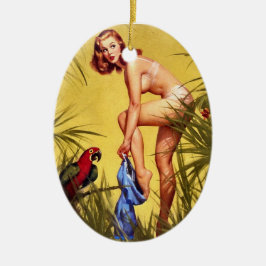 Ornamento De Cerâmica Vintage Pinup Pin Up Girl Ornament
