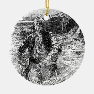 Ornamento De Cerâmica Vintage Pirates, Sir Henry Morgan no Oceano
