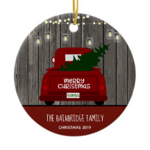 VINTAGE RED TRUCK TREE & MASON JAR STRGHS